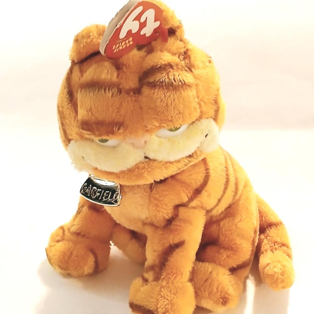 Vintage TY Beanie Babies Garfield with Tags Plush Orange Brown 2004 7inches